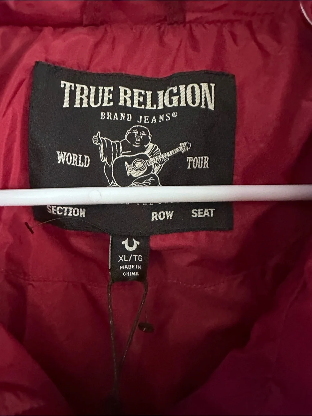 New True Religion Bleed True Logo Puffer Jacket Coat Mens XLarge Red $199 105664